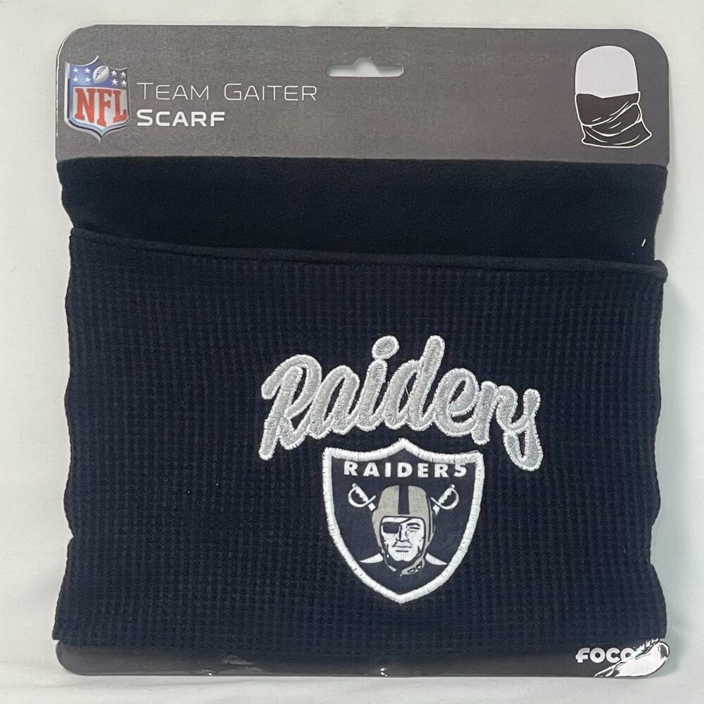 NWT Foco NFL Team Gaiter Raiders Multi Use Neck Scarf Headband Face Mask - Black